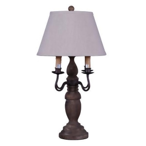 26 Weston Dark Finish Wooden Table Lamp with Dual Side Arms and Neutral Linen Shade - All