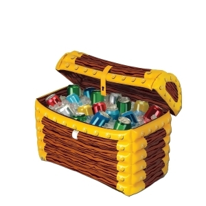 24 Giant Inflatable Brown and Yellow Pirate Treasure Chest Party Drink Cooler - All