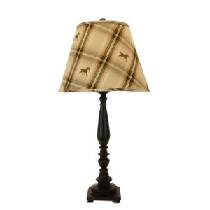 32 Cadence Black Table Lamp with Masculine Equestrian Horse Plaid Fabric Shade - All