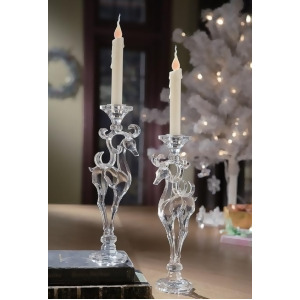 Pack of 4 Icy Crystal Decorative Christmas Deer Taper Candle Holders 12.8 - All