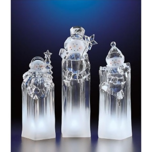 Pack of 2 Icy Crystal Decorative Illuminated Ice Tower Snowmen Figurines 8.3 - All