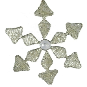 6 Intricate Elegant Silver Beaded Winter Snowflake Christmas Ornament - All