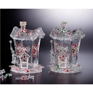 Pack of 4 Icy Crystal Decorative Christmas Candy House Jars 7.3 - All
