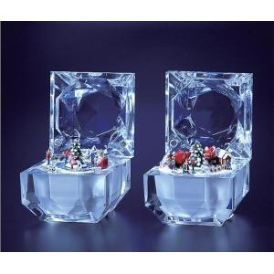 Pack of 4 Icy Crystal Decorative Christmas Music Boxes 2.8 - All
