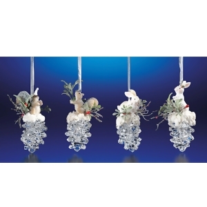 Club Pack of 16 Icy Crystal Christmas Squirrel Rabbit Pinecone Ornaments 3.6 - All