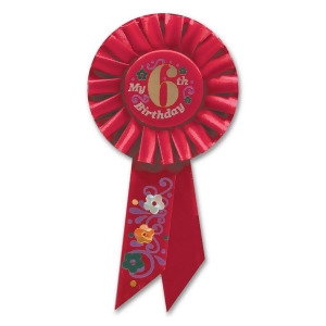 Pack of 6 Red My 6th Birthday Party Celebration Rosette Ribbons 6.5 - All