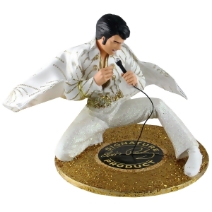 5.5-Inch Fabric Mache Elvis in White Jumpsuit Table Piece #Ep0111 - All