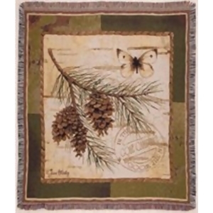 Gone Camping Pine Cone Branch Tapestry Throw Blanket 50 x 60 - All