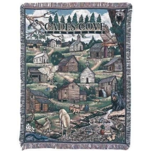 Cades Cove Tennessee Wildlife Tapestry Throw Blanket 50 x 60 - All