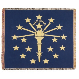Blue State Flag of Indiana Woven Tapestry Afghan Throw Blanket 60 x 50 - All