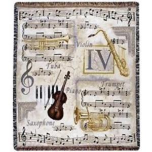 Music to My Ears Violin Notes Trumpet Tapestry Throw Blanket 50 x 60 - All