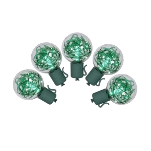 Set of 25 Green Led G40 Tinsel Christmas Lights Green Wire - All