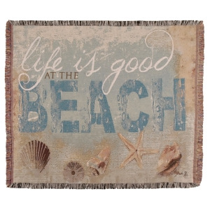 Tropical Beach Life is Good Woven Tapestry Afghan Throw Blanket 50 x 60 - All