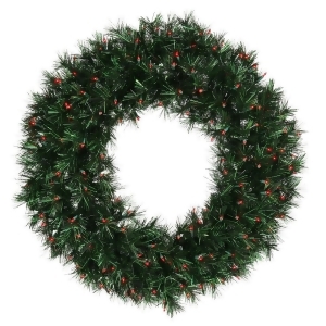 30 Pre-lit Midnight Green Pine Christmas Tinsel Wreath Red Dura Lights - All