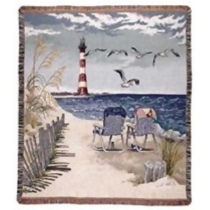 Seaside Escape Lighthouse Seagulls Tapestry Throw Blanket 50 x 60 - All