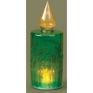 Tis the Season Led Lighted Green Glass Christmas Candle Lamp with Velveteen 8.5 - All