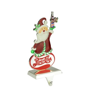 9.75 Silver Plated Pepsi-Cola Santa Claus Christmas Stocking Holder with European Crystals - All