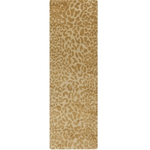 3' x 12' Les Animaux Light Olive Brown and Bronze Leopard Hand Tufted Wool Area Throw Rug Runner - All