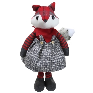 16.5 Charming Plaid Country Girl Fox Decorative Christmas Tabletop Figure - All