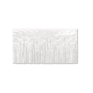 Pack of 6 White 2-Ply Hanging Metallic Table Skirt Decorations 14' - All