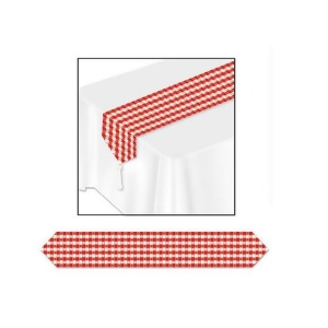 Club Pack of 12 Traditional Red and White Printed Gingham Table Runner 6' - All