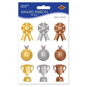 Club Pack of 48 Gold Silver and Bronze Award Ribbon Stickers 7.5 - All