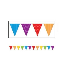 Pack of 12 Dots and Stripes Bandana Pennant Banner Hanging Party Decorations 12' - All