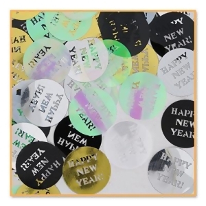 Pack of 6 Black Gold Opal and Silver Happy New Year Celebration Confetti Bags 0.5 oz. - All