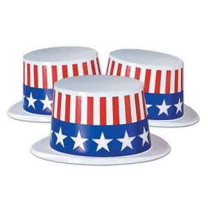 Club Pack of 25 White Patriotic Stars and Stripes Band Topper Hat Costume Accessories - All