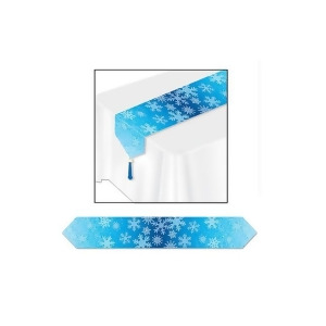 Club Pack of 12 Blue Winter Wonder Snowflakes Table Runners with Tassel 6' - All