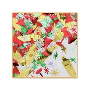Pack of 6 Red Gold and Green Holiday Cheer New Years Celebration Confetti Bags 0.5 oz. - All