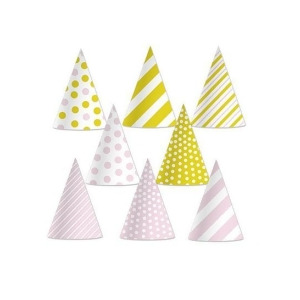 Club Pack of 96 Assorted Pink Gold Child-Sized Birthday Party Cone Hats 6.5 - All