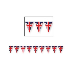 Pack of 12 Red and Blue Union Jack Pennant Banner Hanging Decorations 12' - All