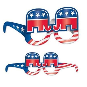 Club Pack of 48 Red White and Blue Elephant Republican Eyeglasses Novelty Party Accessories - All