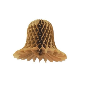 Pack of 24 Natural Brown Kraft Honeycomb-Cut Tissue Bell Hanging Decorations 9 - All