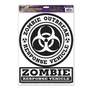 Club Pack of 24 Zombie Outbreak Response Peel 'N Place Halloween Decorations - All