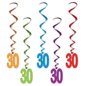 Club Pack of 30 Multi-Color Metallic Whirls Party Hanging Decorations 3' - All