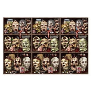 Pack of 6 Insta-Theme Scary Zombie Heads Halloween Wall Backdrop Party Decoration 4' x 30' - All