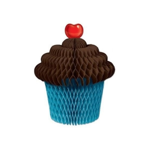 Pack of 12 Brown and Turquoise Tissue Cupcake Party Centerpiece Decorations 7 - All
