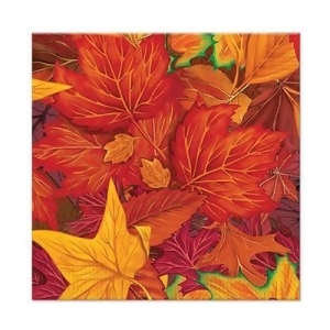 Club Pack of 192 Majestic Red and Gold Fall Leaf Thanksgiving Party Beverage Napkins - All