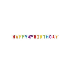 Pack of 12 Colorful Jointed Happy 80th Birthday Banner Hanging Party Decorations 66 - All
