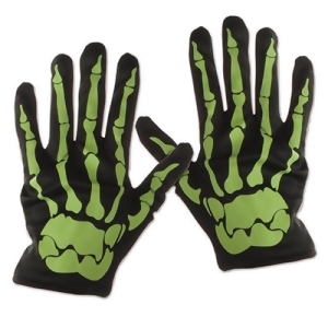 Club Pack of 12 Unisex Nite-Glo Skeleton Halloween Gloves One Size - All