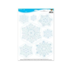 Club Pack of 84 Sky Blue and White Winter Snowflake Decorative Clings 17 Sheet - All