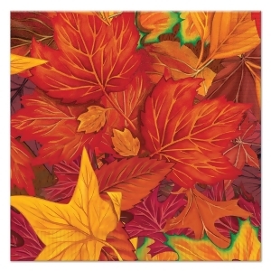 Club Pack of 192 Majestic Red and Gold Fall Leaf Thanksgiving Party Luncheon Napkins - All