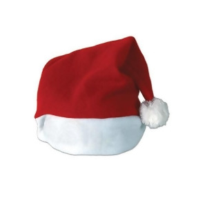 Pack of 12 Red with White Trim Plush Santa Hat Christmas Costume Accesories- One Size Fits Most - All