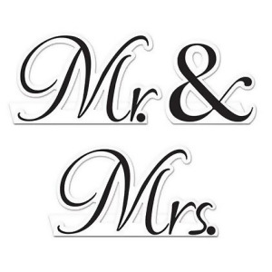 Club Pack of 36 Black and White Mr. Mrs. Decorative Wedding Table Cards - All