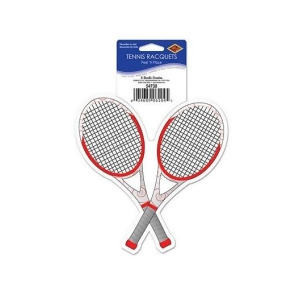 Pack of 12 Vinyl Tennis Racquets Peel 'N Place Party Decorations 5.25 - All