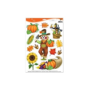 Pack of 144 Assorted Autumn and Thanksgiving-Themed Cling Decorations 12 x 17 - All