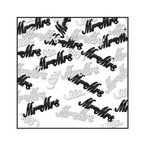 Pack of 6 Black and Silver Mr. Mrs. Wedding Celebration Confetti Bags 0.5 oz. - All