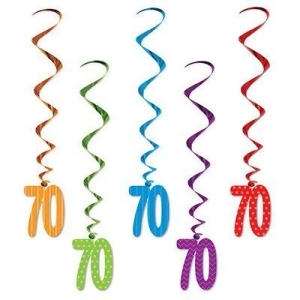 Club Pack of 30 Multi-Color Metallic Whirls Hanging Party Decorations 3' - All